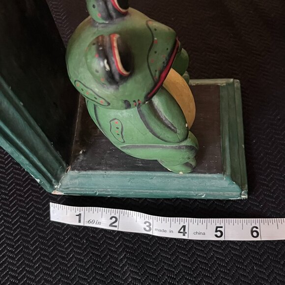 (VHD) Vintage Native Wood Frog Book Ends.Handcrafted - Picture 6 of 7